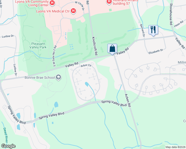 map of restaurants, bars, coffee shops, grocery stores, and more near 95 Sycamore Court in Basking Ridge