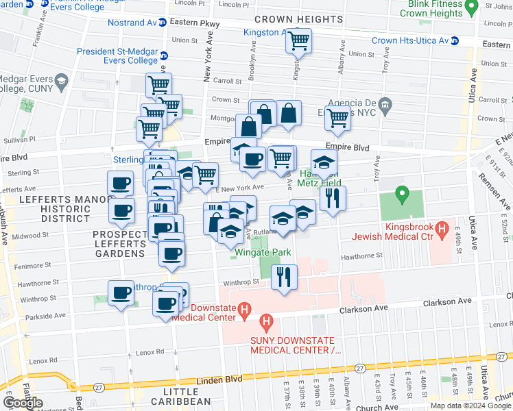 map of restaurants, bars, coffee shops, grocery stores, and more near 478 Maple Street in Brooklyn