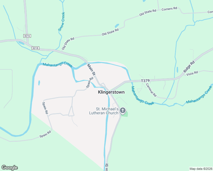 map of restaurants, bars, coffee shops, grocery stores, and more near 108 Main Street in Klingerstown
