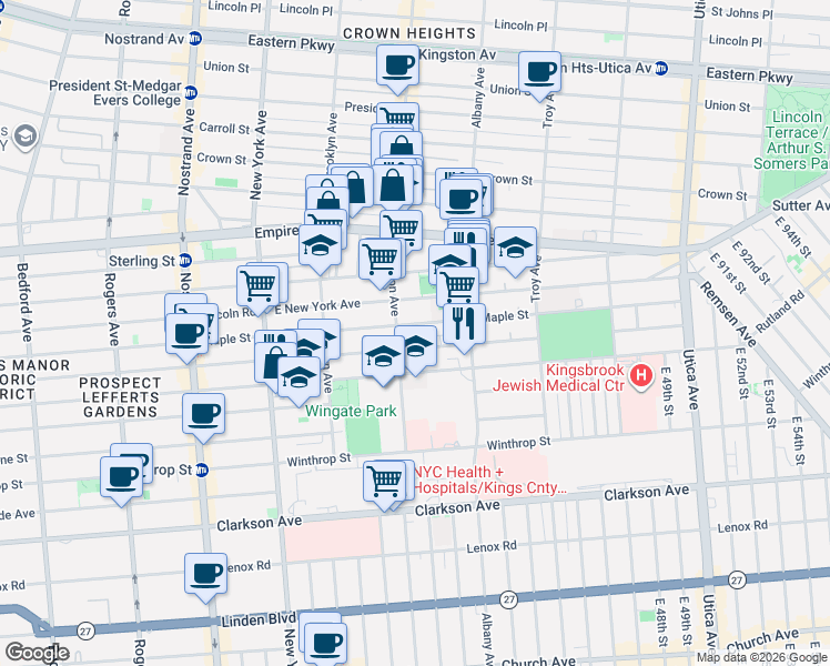map of restaurants, bars, coffee shops, grocery stores, and more near 546 Midwood Street in Brooklyn