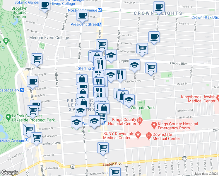 map of restaurants, bars, coffee shops, grocery stores, and more near in Brooklyn