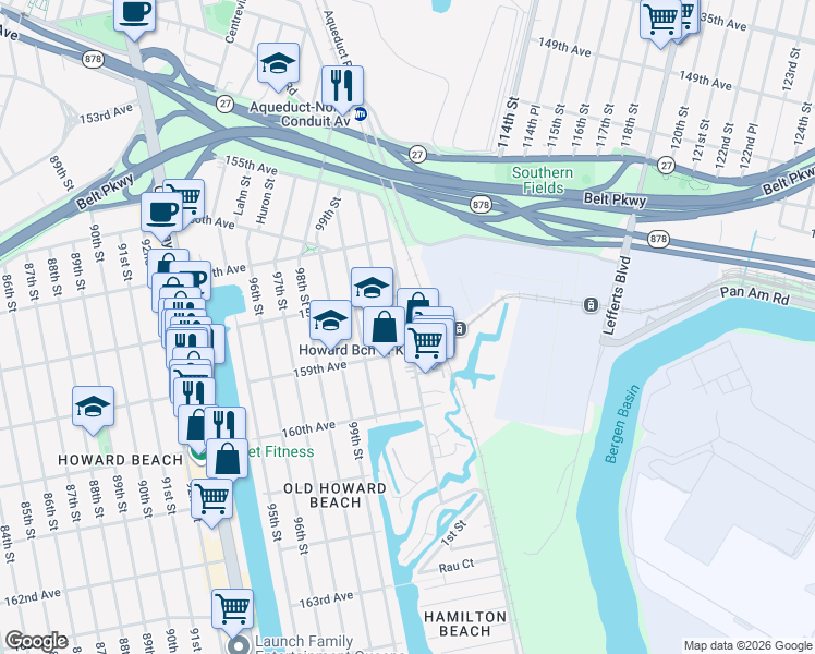 map of restaurants, bars, coffee shops, grocery stores, and more near in Queens