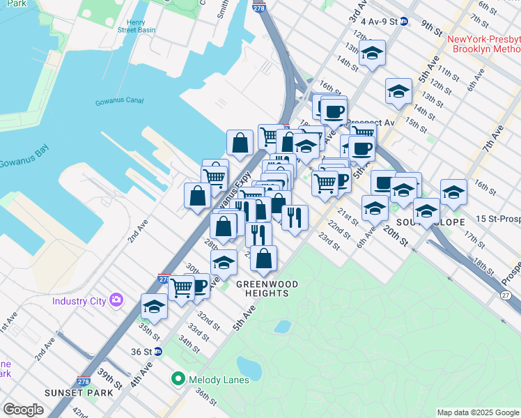 map of restaurants, bars, coffee shops, grocery stores, and more near in Brooklyn