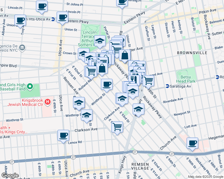 map of restaurants, bars, coffee shops, grocery stores, and more near in Brooklyn