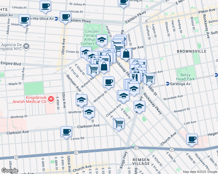 map of restaurants, bars, coffee shops, grocery stores, and more near in Brooklyn
