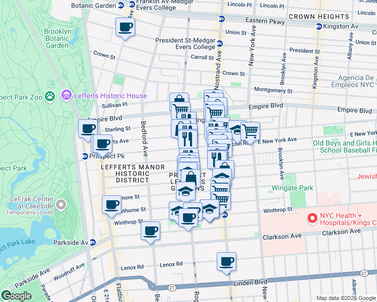 map of restaurants, bars, coffee shops, grocery stores, and more near 232 Maple Street in Brooklyn