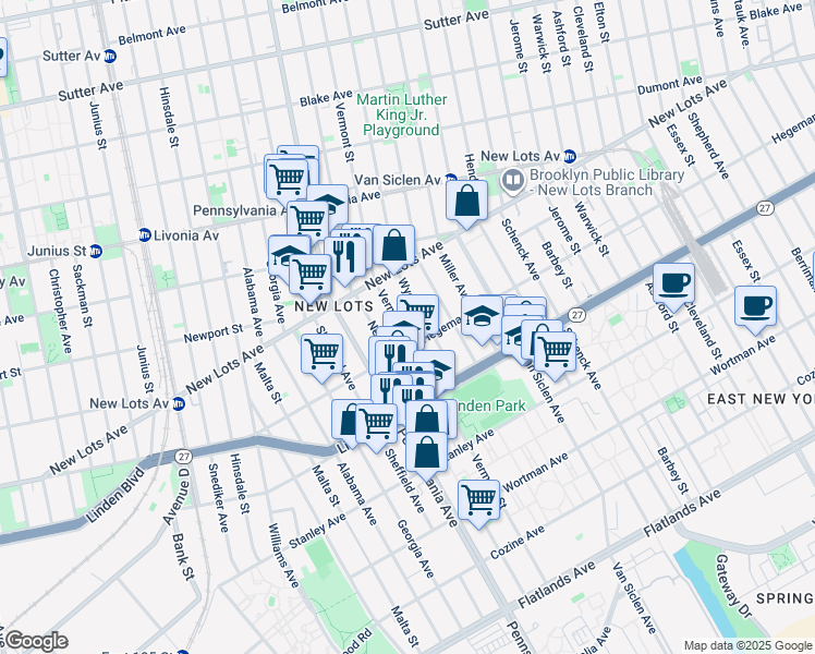 map of restaurants, bars, coffee shops, grocery stores, and more near 749 Vermont Street in Brooklyn