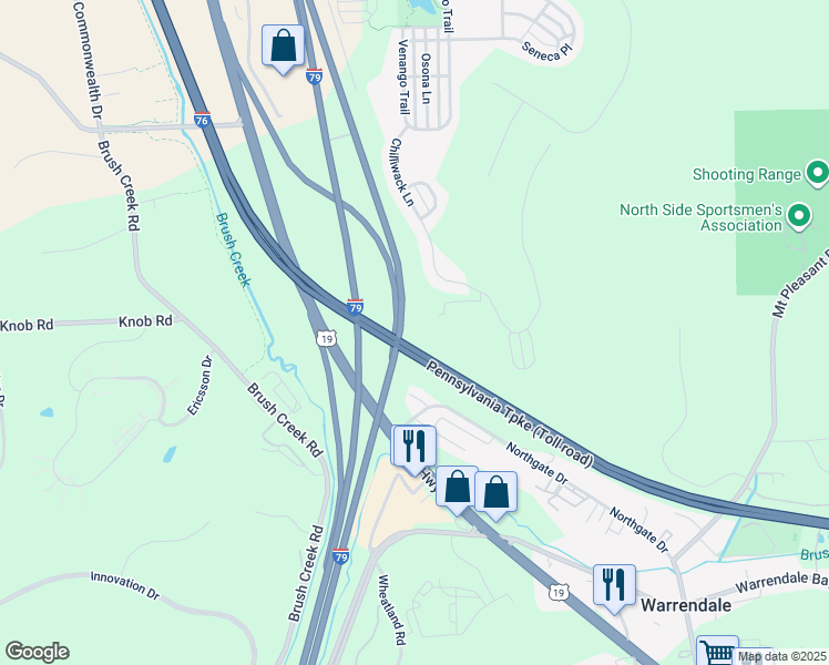 map of restaurants, bars, coffee shops, grocery stores, and more near Pennsylvania Turnpike in Mars