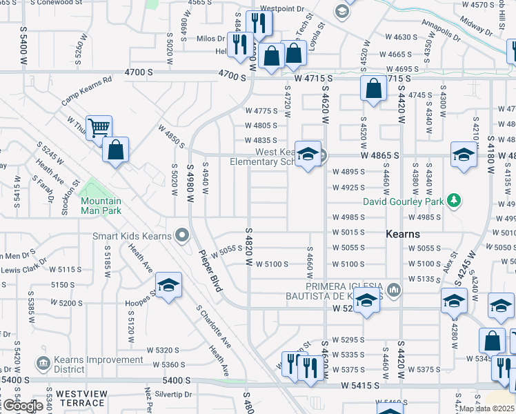 map of restaurants, bars, coffee shops, grocery stores, and more near 4795 West 4955 South in Kearns