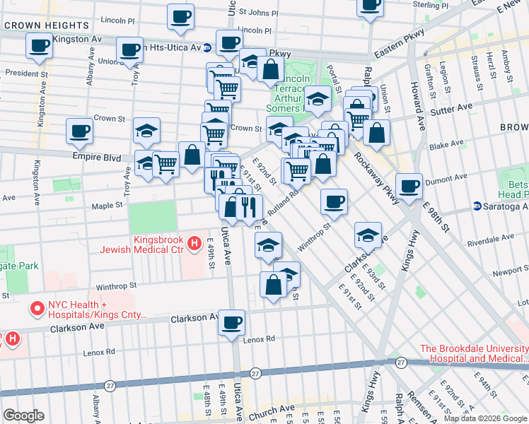 map of restaurants, bars, coffee shops, grocery stores, and more near in Brooklyn
