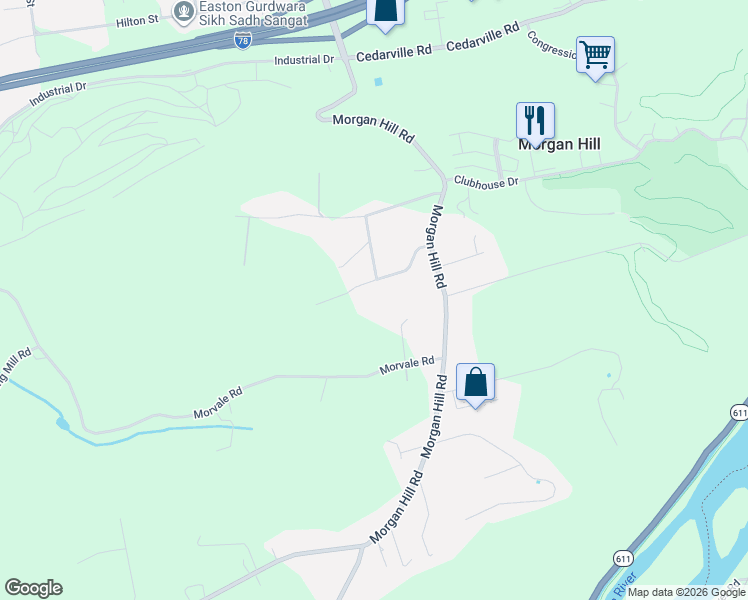 map of restaurants, bars, coffee shops, grocery stores, and more near 30 Waltman Loop Lane in Northampton County