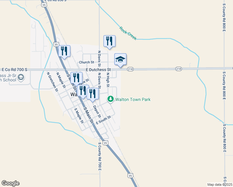 map of restaurants, bars, coffee shops, grocery stores, and more near 106 Garr Street in Walton