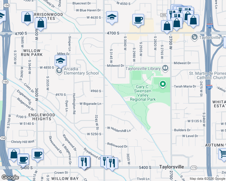map of restaurants, bars, coffee shops, grocery stores, and more near 4917 South 3145 West in Salt Lake City