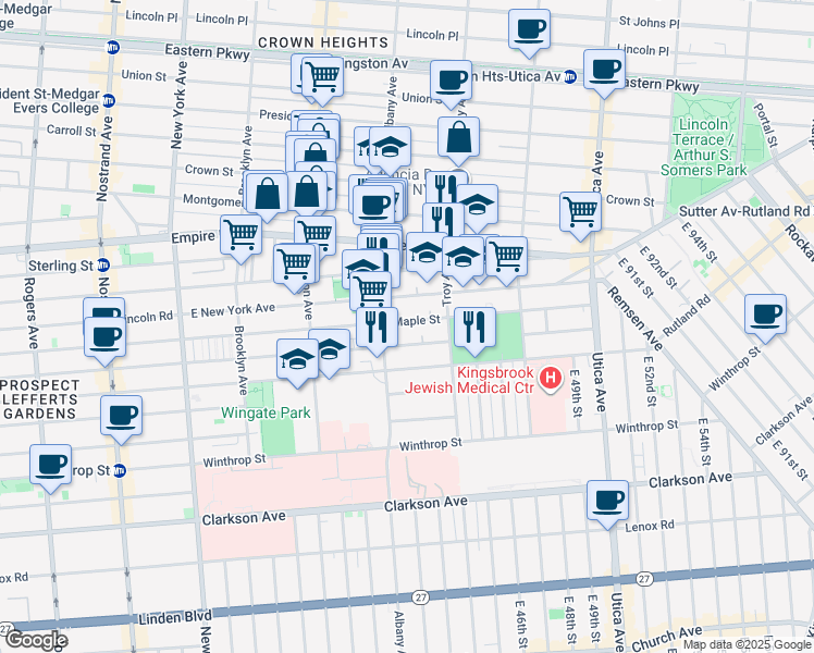 map of restaurants, bars, coffee shops, grocery stores, and more near 658 Maple Street in Brooklyn