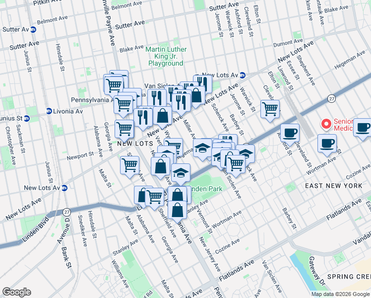 map of restaurants, bars, coffee shops, grocery stores, and more near 693 Bradford Street in Brooklyn