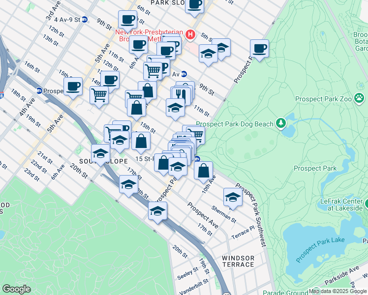 map of restaurants, bars, coffee shops, grocery stores, and more near 465 15th Street in Brooklyn
