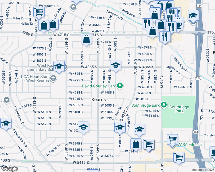 map of restaurants, bars, coffee shops, grocery stores, and more near 4956 South 4340 West in Salt Lake City
