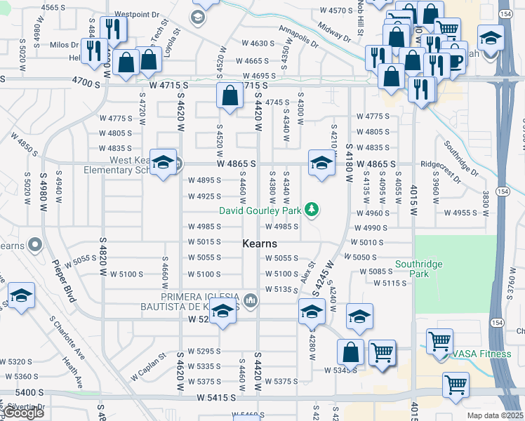 map of restaurants, bars, coffee shops, grocery stores, and more near 4955 South 4420 West in Kearns