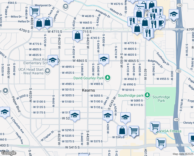 map of restaurants, bars, coffee shops, grocery stores, and more near 4956 South 4340 West in Salt Lake City