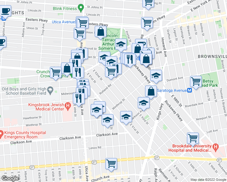 map of restaurants, bars, coffee shops, grocery stores, and more near in Brooklyn
