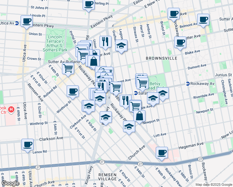 map of restaurants, bars, coffee shops, grocery stores, and more near in Brooklyn