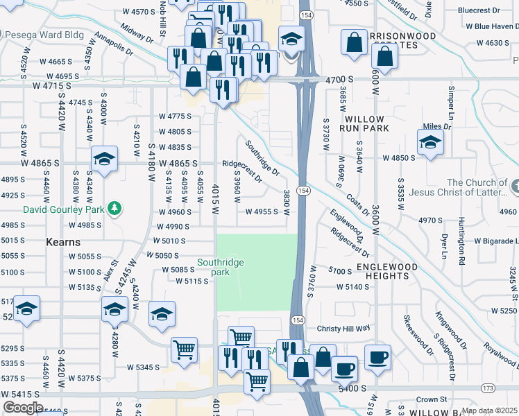 map of restaurants, bars, coffee shops, grocery stores, and more near 3902 West 4955 South in Salt Lake City