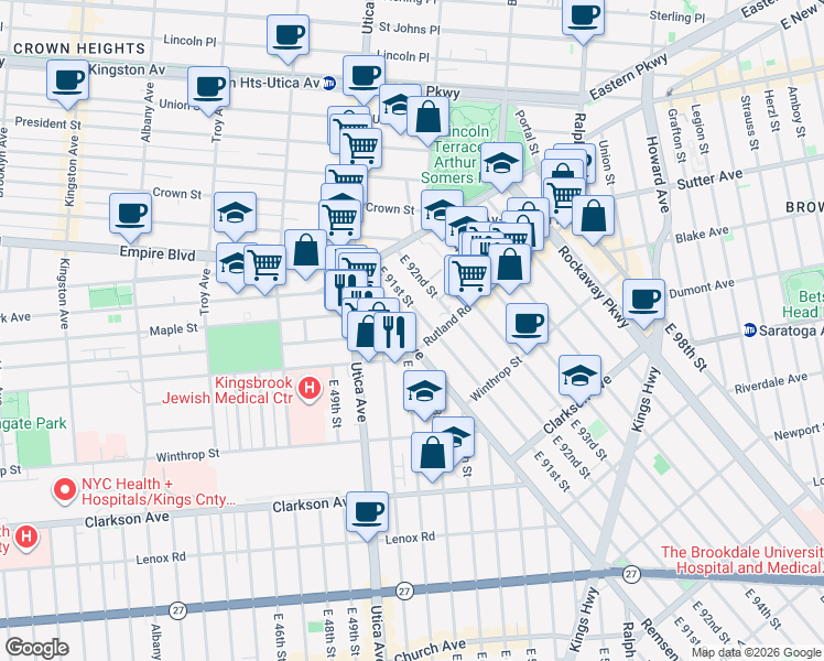 map of restaurants, bars, coffee shops, grocery stores, and more near in Brooklyn