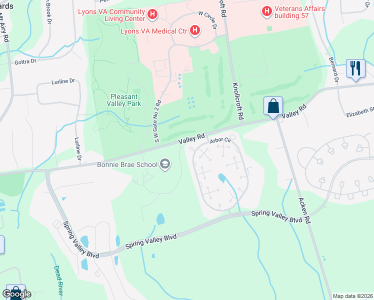 map of restaurants, bars, coffee shops, grocery stores, and more near 8 Magnolia Path in Basking Ridge