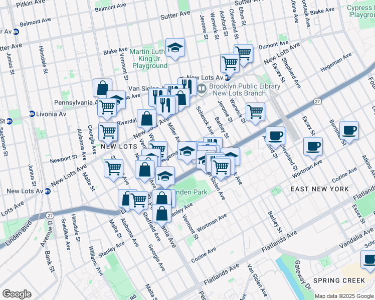 map of restaurants, bars, coffee shops, grocery stores, and more near in Brooklyn