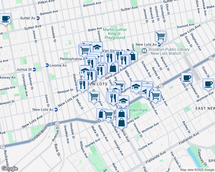 map of restaurants, bars, coffee shops, grocery stores, and more near 698 Vermont Street in Brooklyn