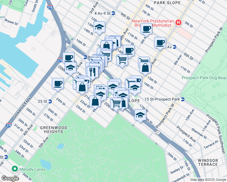 map of restaurants, bars, coffee shops, grocery stores, and more near in Brooklyn