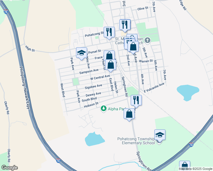 map of restaurants, bars, coffee shops, grocery stores, and more near 1137 East Boulevard in Phillipsburg