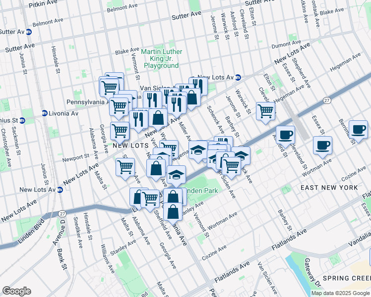 map of restaurants, bars, coffee shops, grocery stores, and more near 693 Bradford Street in Brooklyn