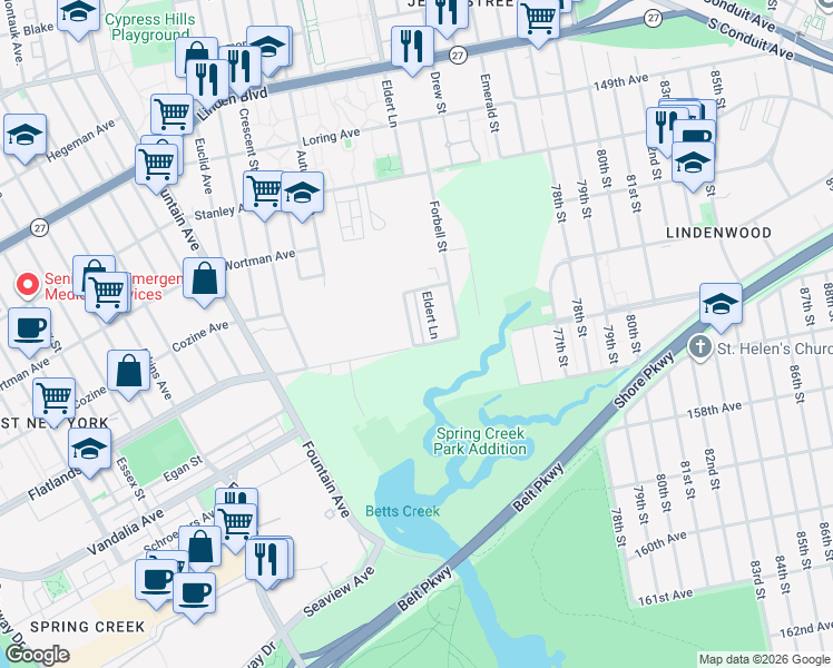 map of restaurants, bars, coffee shops, grocery stores, and more near 1119 Grant Avenue in Brooklyn