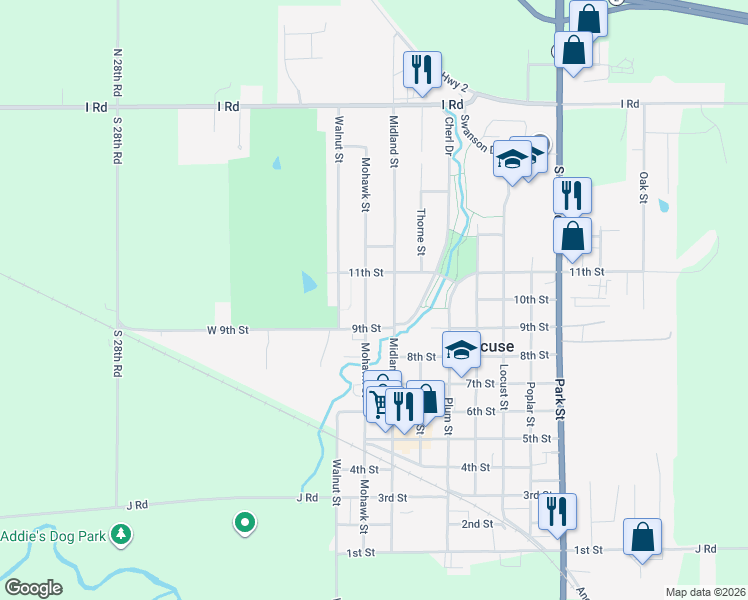 map of restaurants, bars, coffee shops, grocery stores, and more near 1033 Mohawk Street in Syracuse
