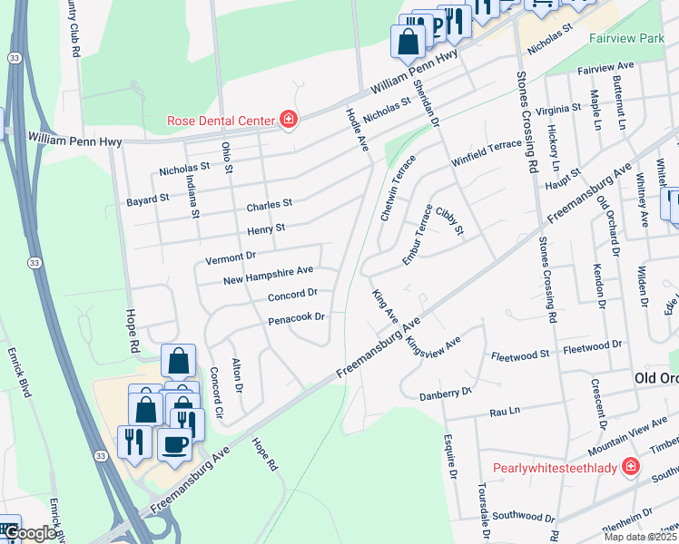 map of restaurants, bars, coffee shops, grocery stores, and more near 3699 New Hampshire Avenue in Easton