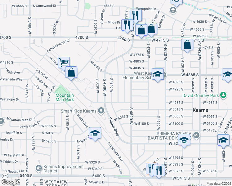 map of restaurants, bars, coffee shops, grocery stores, and more near 4944 South 4900 West in Salt Lake City