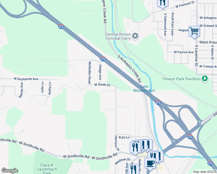 map of restaurants, bars, coffee shops, grocery stores, and more near 200 West South Street in Bartonville