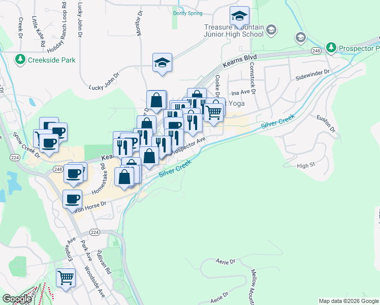 map of restaurants, bars, coffee shops, grocery stores, and more near in Park City