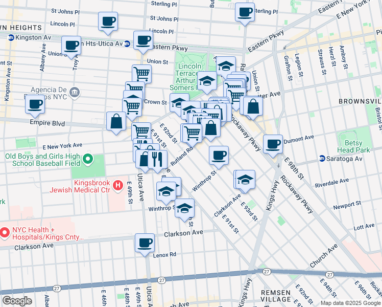 map of restaurants, bars, coffee shops, grocery stores, and more near in Brooklyn