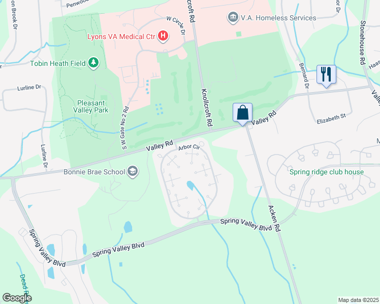 map of restaurants, bars, coffee shops, grocery stores, and more near 10 Chestnut Court in Basking Ridge