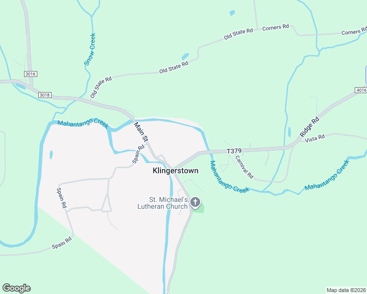 map of restaurants, bars, coffee shops, grocery stores, and more near 108 Main Street in Klingerstown