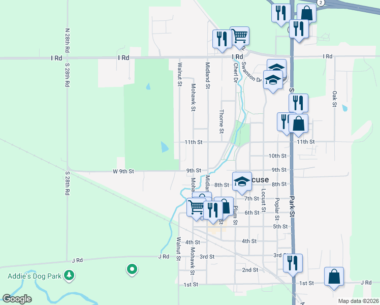 map of restaurants, bars, coffee shops, grocery stores, and more near 1033 Mohawk Street in Syracuse