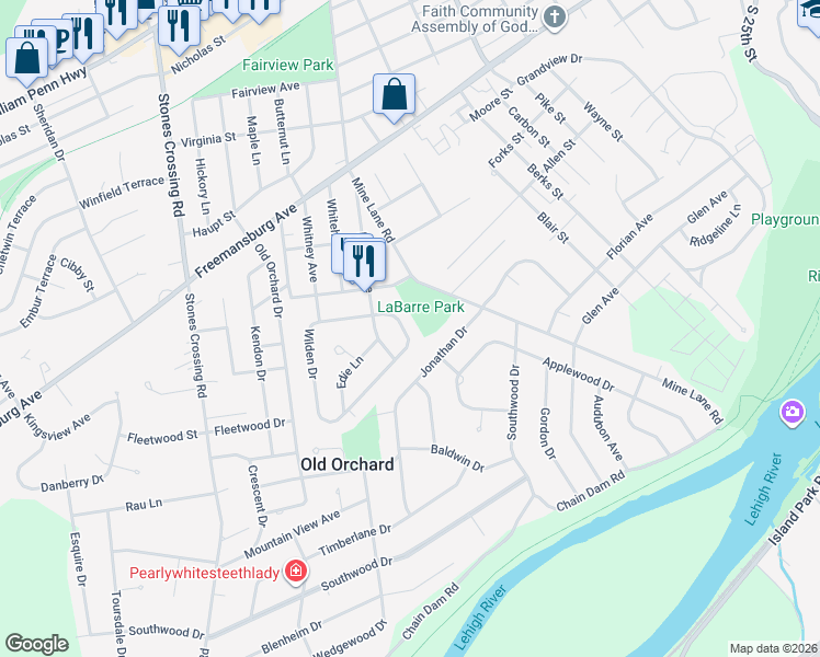 map of restaurants, bars, coffee shops, grocery stores, and more near 89 Wilden Drive in Easton