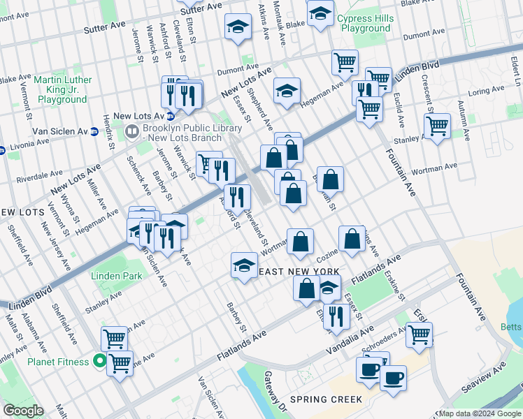 map of restaurants, bars, coffee shops, grocery stores, and more near 872 Elton Street in Brooklyn