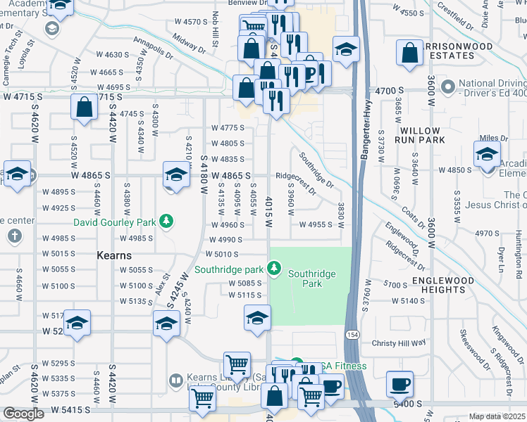 map of restaurants, bars, coffee shops, grocery stores, and more near 4932 4015 West in Kearns
