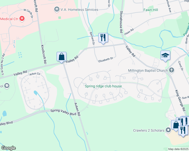 map of restaurants, bars, coffee shops, grocery stores, and more near 48 Alexandria Way in Basking Ridge