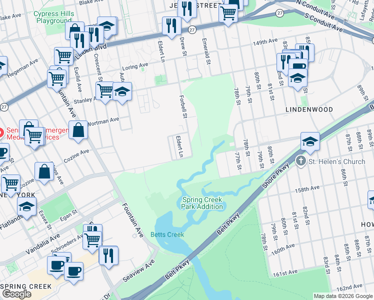 map of restaurants, bars, coffee shops, grocery stores, and more near 922 Forbell Street in Brooklyn