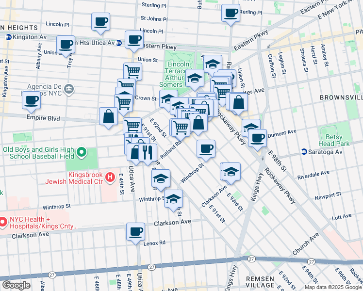 map of restaurants, bars, coffee shops, grocery stores, and more near in Brooklyn