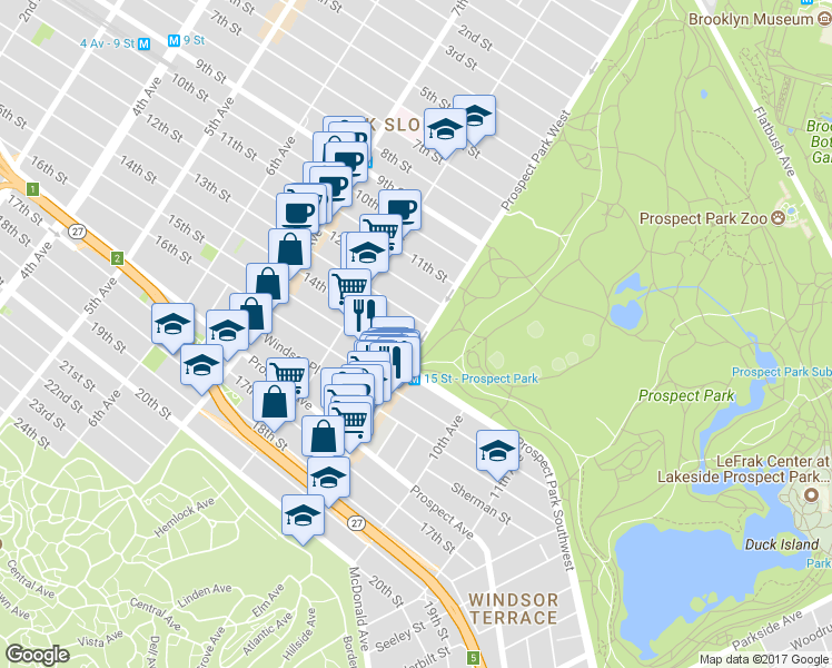 map of restaurants, bars, coffee shops, grocery stores, and more near 481 14th Street in Brooklyn
